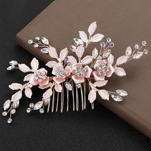 ?Women Pink Bridal Hair Accessories Head Pieces for Flower Girls Hair Wedding main image 8